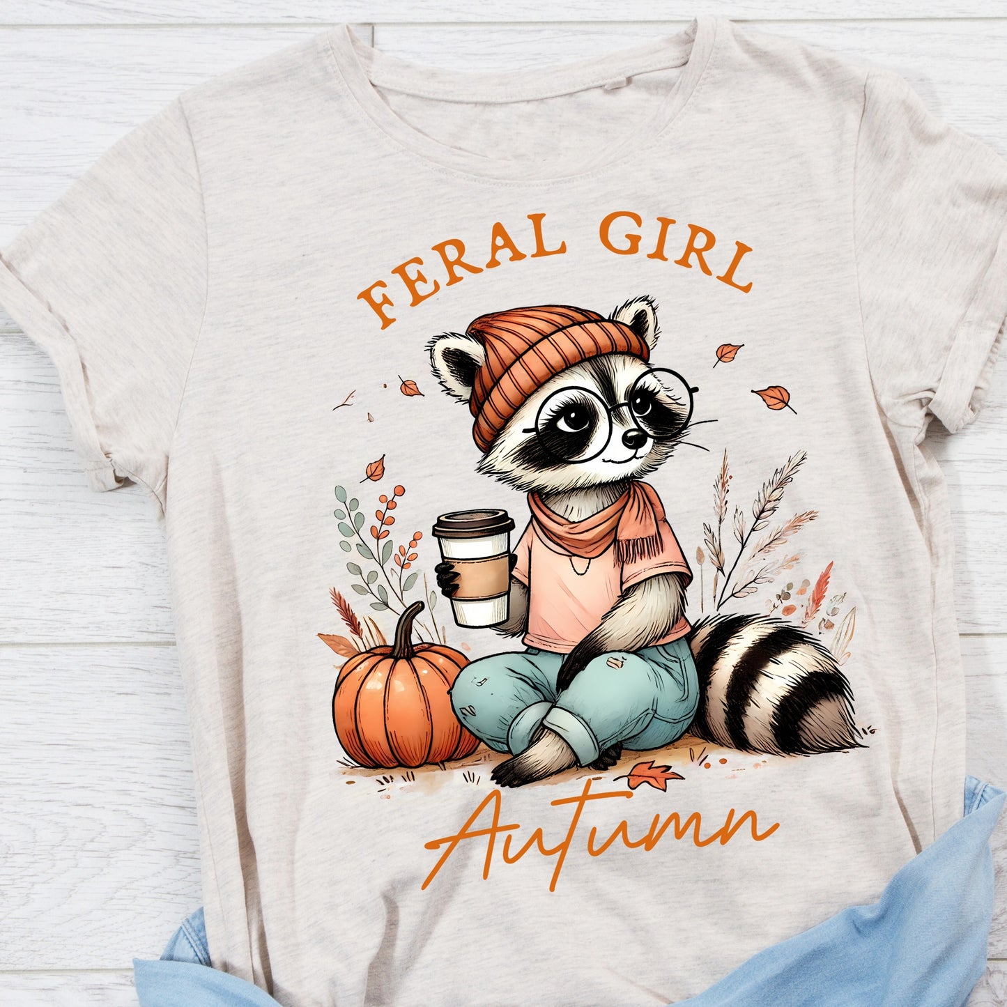 Feral Girl racoon t shirt transfer