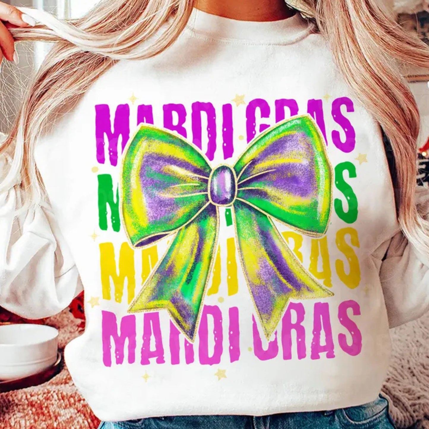 Mardi Gras bow T shirt Transfer