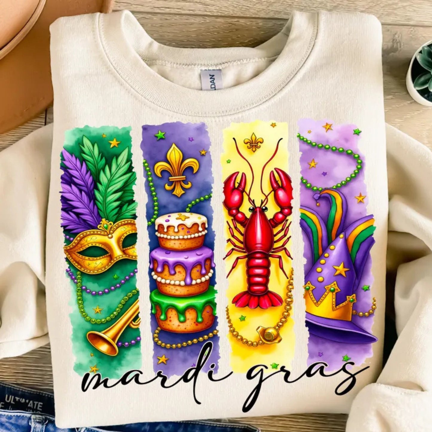Retro Mardi Gras T shirt Transfer