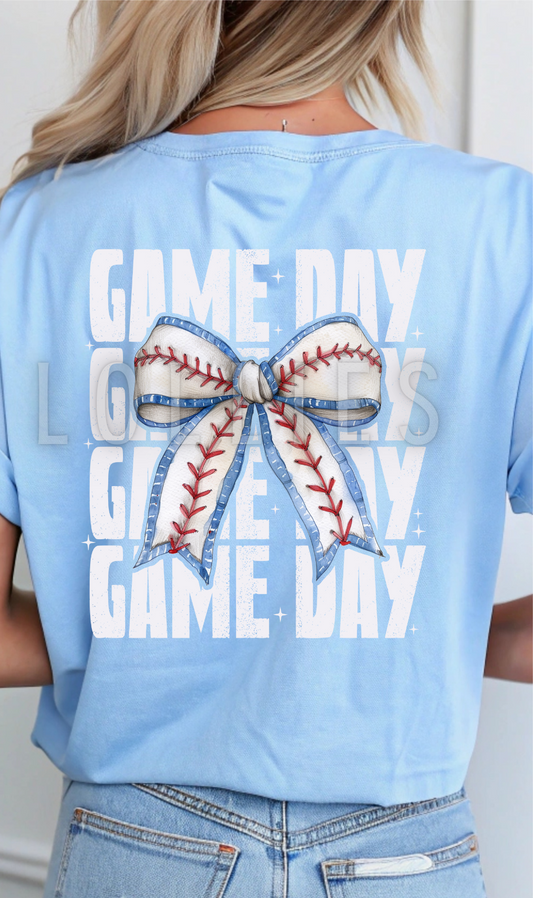 Game Day Baseball Bow DTF transfer