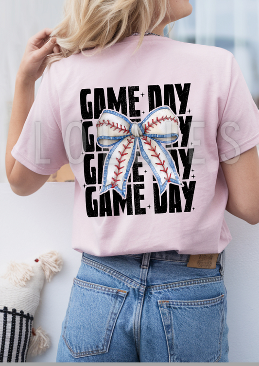 Game Day Baseball Bow DTF transfer