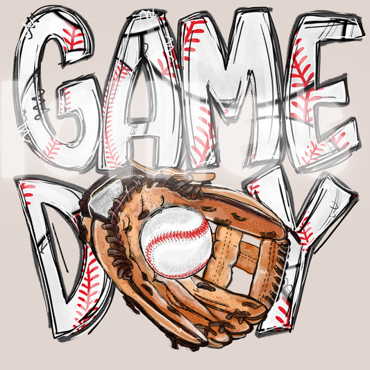Game Day baseball doodle DTF transfer