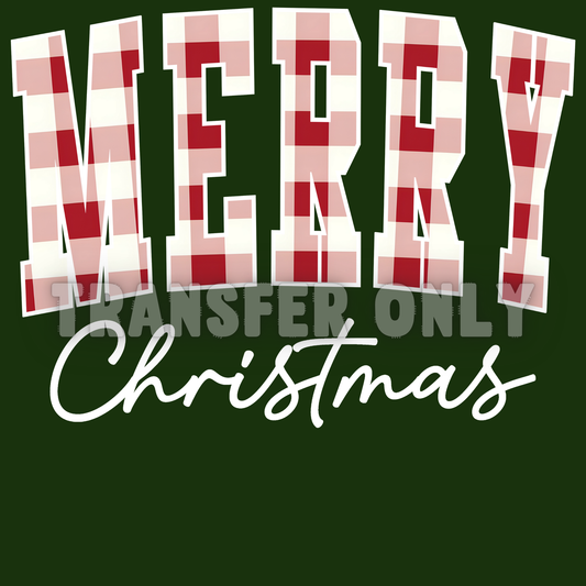 Merry Christmas plaid t shirt transfer