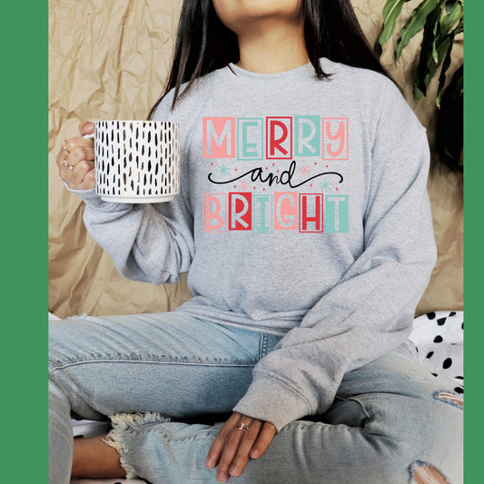 Merry & Bright T shirt transfer