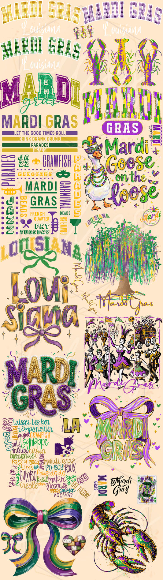Mardi Gras Pre-Made Gang sheet