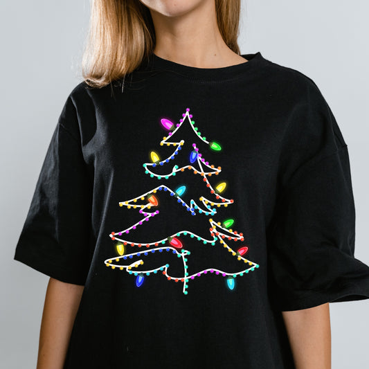 Ligted christmas tree t shirt transfer